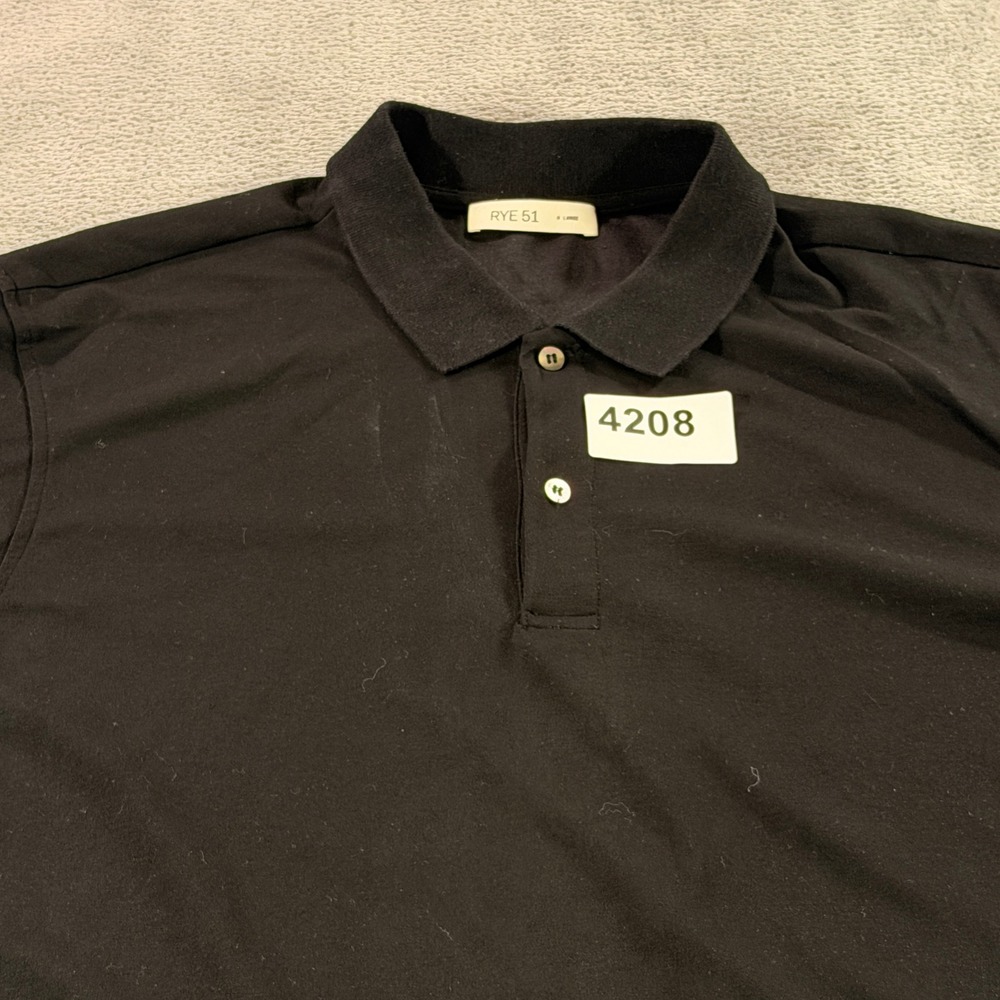 Rye 51 Polo Shirt Mens XL Black Short Sleeve Nylon Rayon Stretch